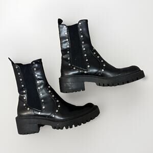 Zara Womens Trafulac Studded Combat/Moto Ankle Boots Black Size EUR 35 US 5